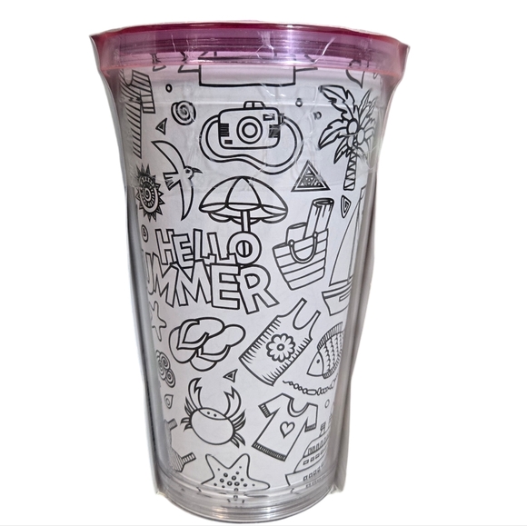 Pink & Clear Children's DIY Coloring Tumbler Traveling Cup – 16 oz - Picture 5 of 7